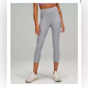 Lululemon Legging Grey Power Thru High-Rise Crop 23" Size 8